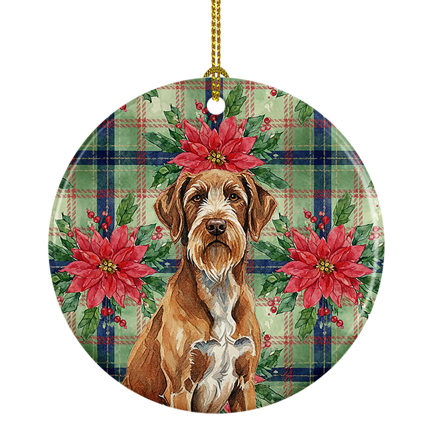 Buy this Wirehaired Pointing Griffon Christmas PoinsettIas Ceramic Ornament