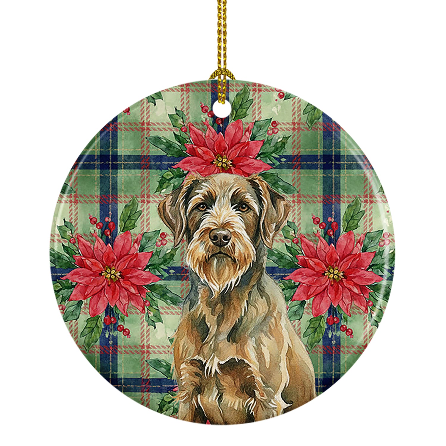 Buy this Chestnut Wirehaired Pointing Griffon Christmas PoinsettIas Ceramic Ornament
