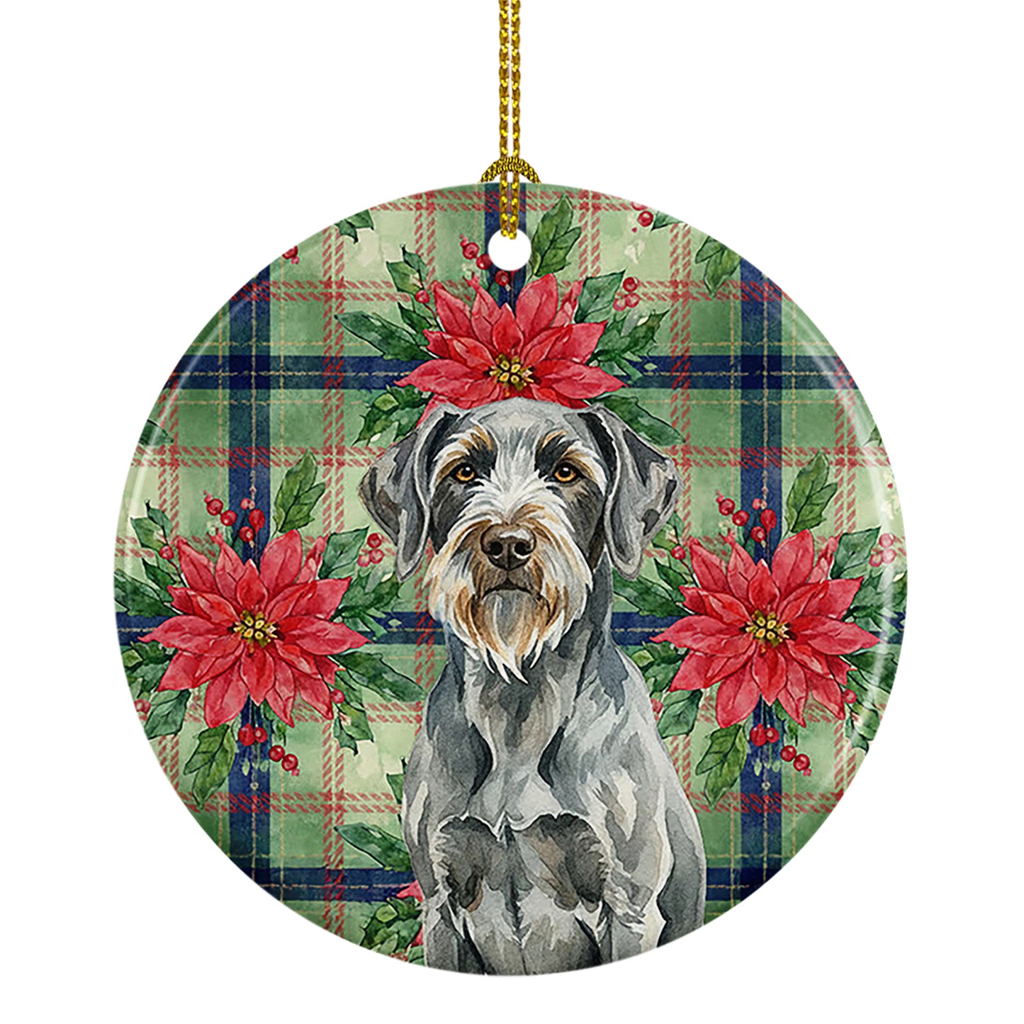 Buy this Steel Gray Wirehaired Pointing Griffon Christmas PoinsettIas Ceramic Ornament