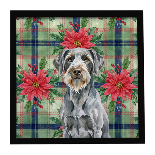 Buy this Steel Gray Wirehaired Pointing Griffon Christmas PoinsettIas Framed Metal Print