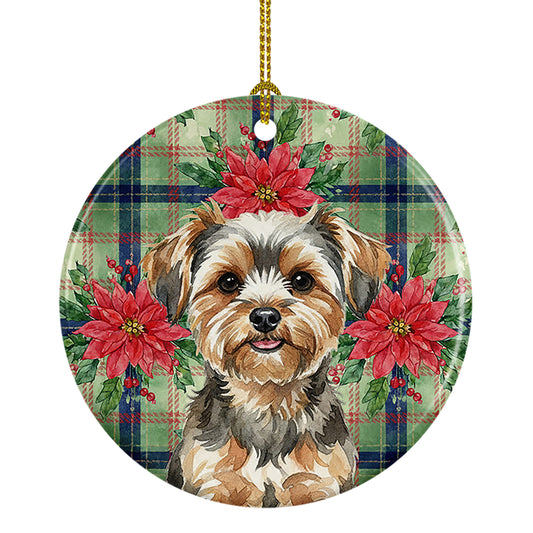 Buy this Yorkiepoo Christmas PoinsettIas Ceramic Ornament