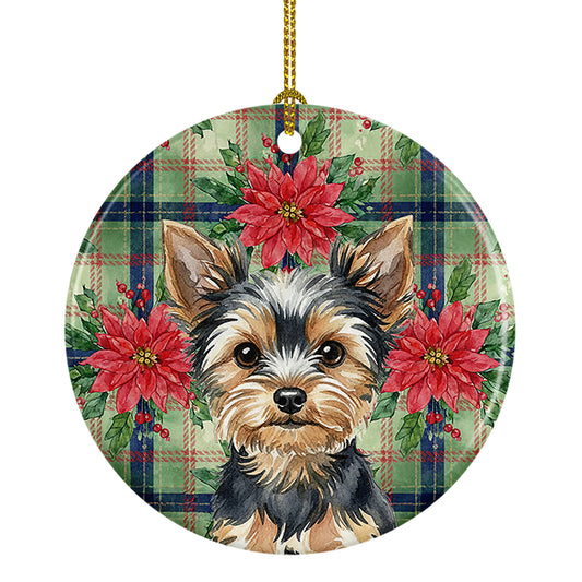 Buy this Black and Tan Yorkshire Terrier Christmas PoinsettIas Ceramic Ornament